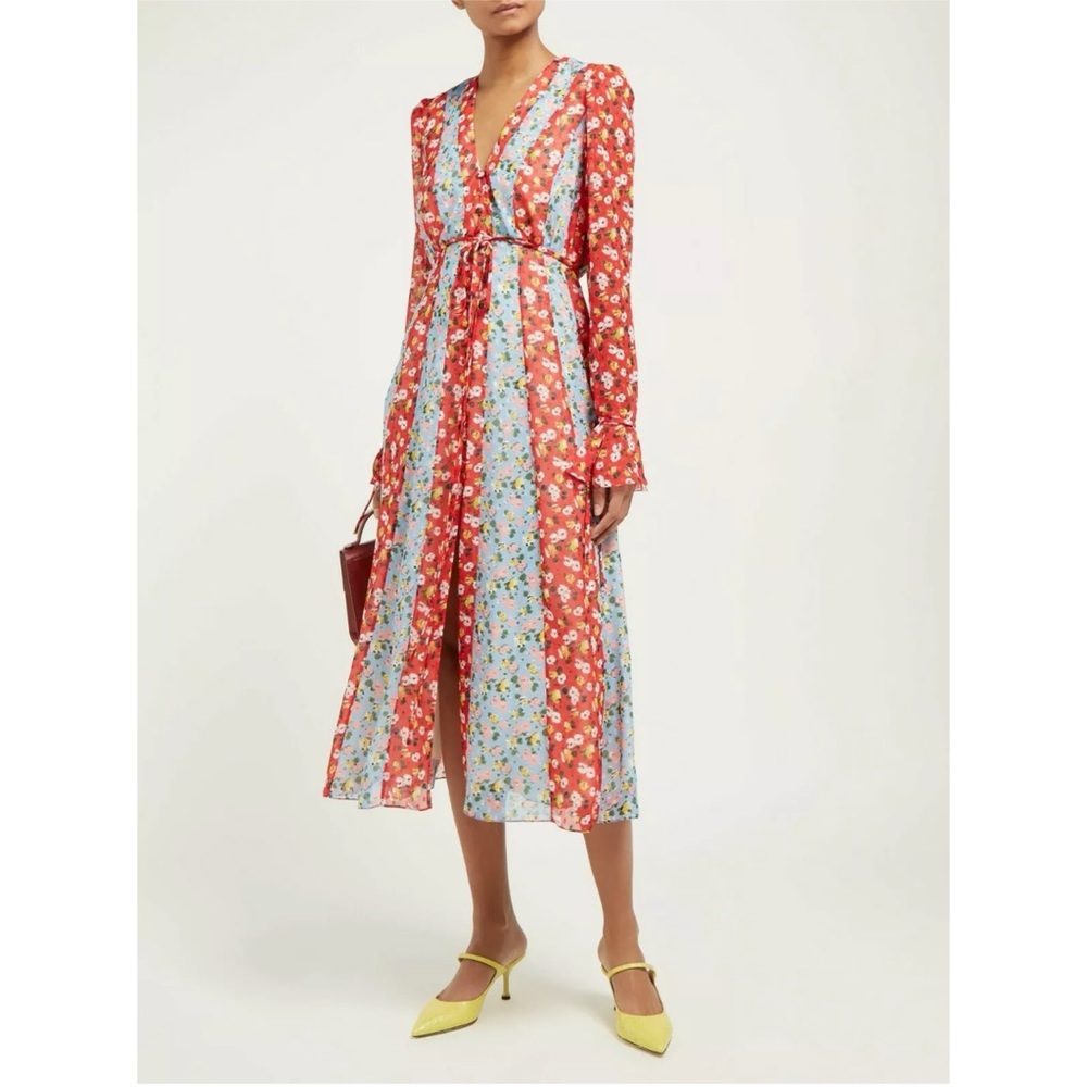 ❤💙 CAROLINA HERRERA Runway Floral Chiffon Maxi 14 - Picture 4 of 11